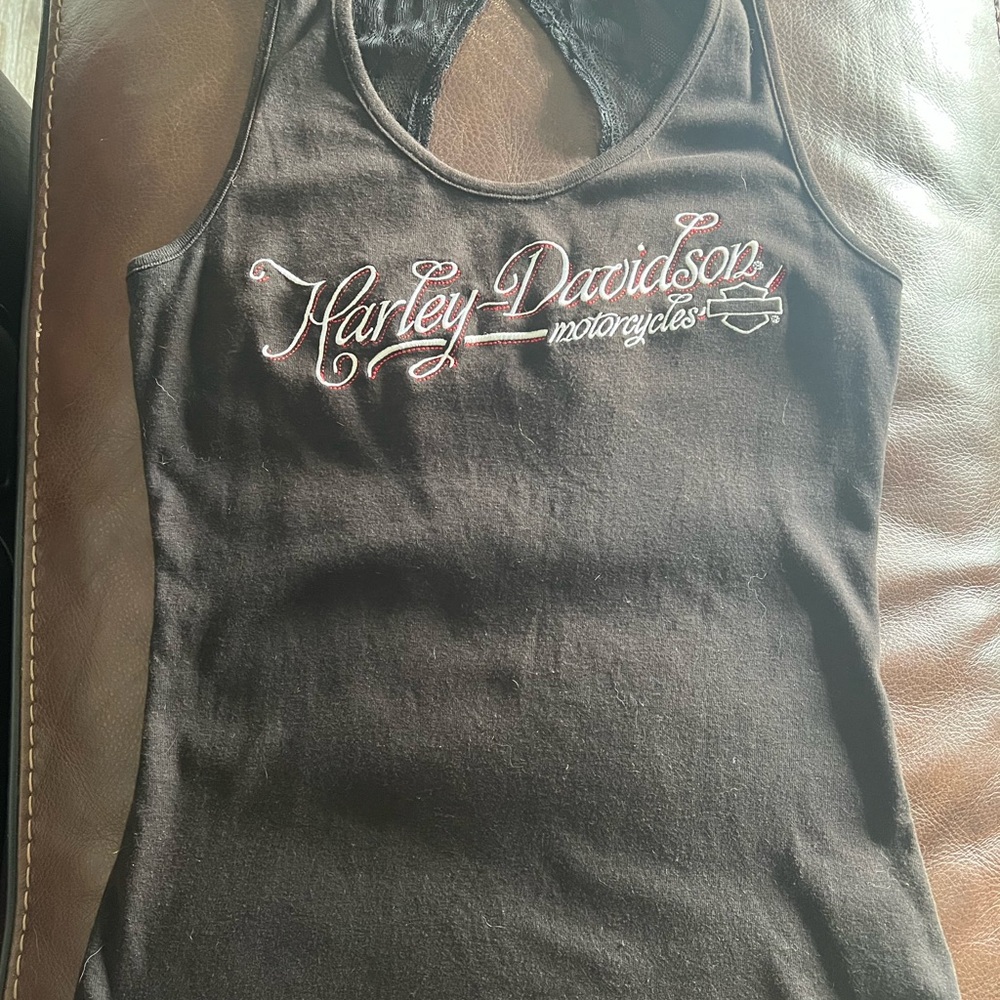 Harley-Davidson Black and Red Lace Tank